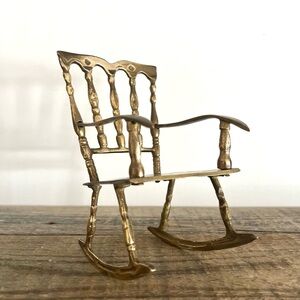 Vintage Brass Rocking Chair Figurine